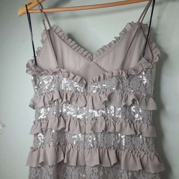 NBD Ruffle Maxi Dress Revolve Dusty Lilac Sequin Gown Party Event Coquette Small - Picture 9 of 13